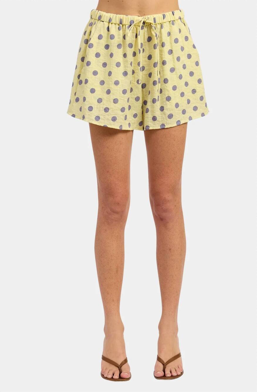 NEW EMORY PARK polka dot flared shorts in butter yelllow